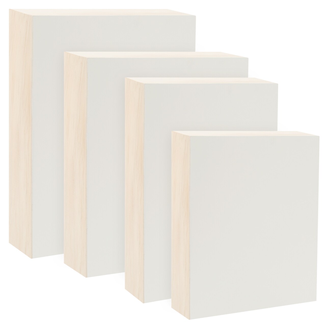 Da Vinci Pro Ultra Smooth Wood Canvas Gesso Board - 2" Deep, Bundle of 4 Medium Rectangle White Acrylic Polymer Gesso Panels for Painting Fine Portraits, Ultra Fine Detail Illustrations and Artwork